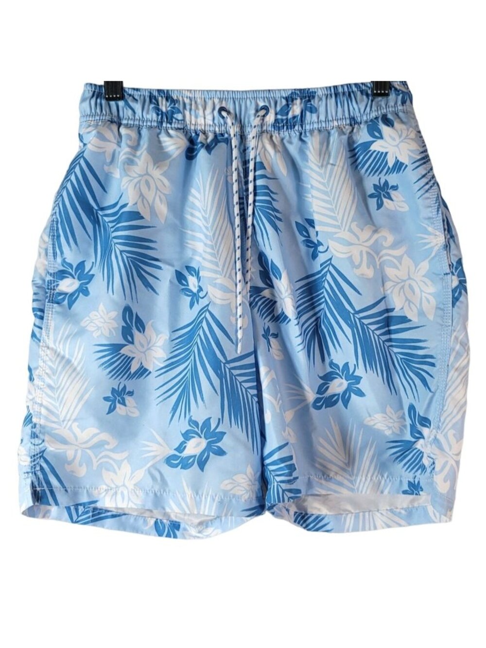 Goodfellow Mens Swim Shorts 7" Trunks Blue Small Hawaiian Drawstring Pockets